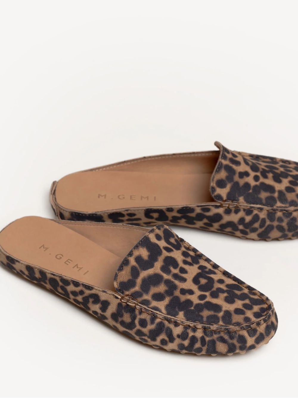 M.Gemi Felize Mule Leopard Print Suede Driving Loafer Mule Size 39.5